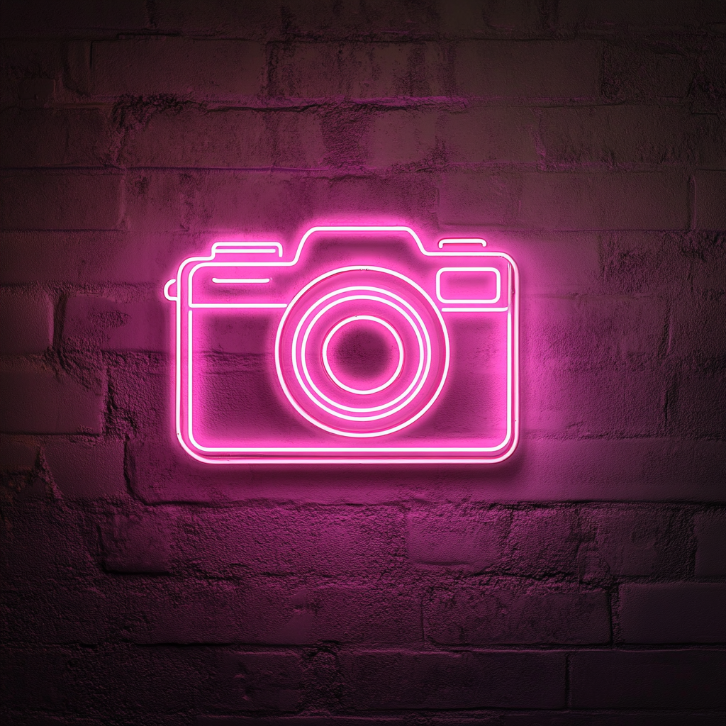 Camera - Pink Neon Sign, 24 Inches