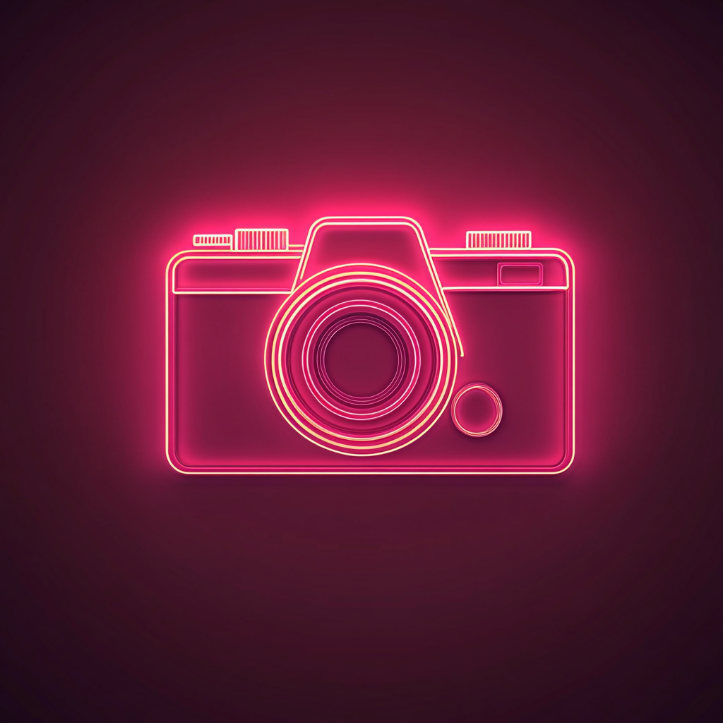 Camera - Pink Neon Sign, 24 Inches