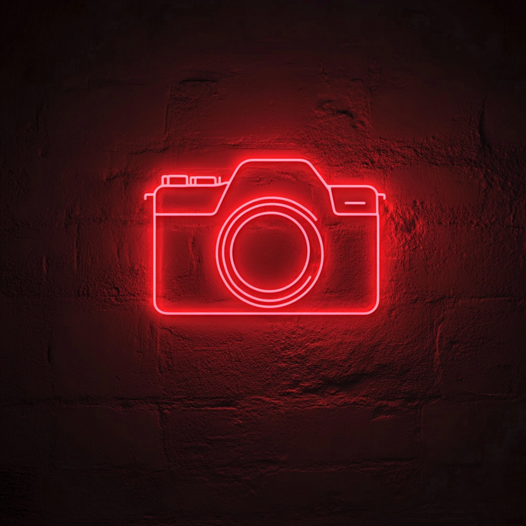 Camera - Red Neon Sign, 18 Inches