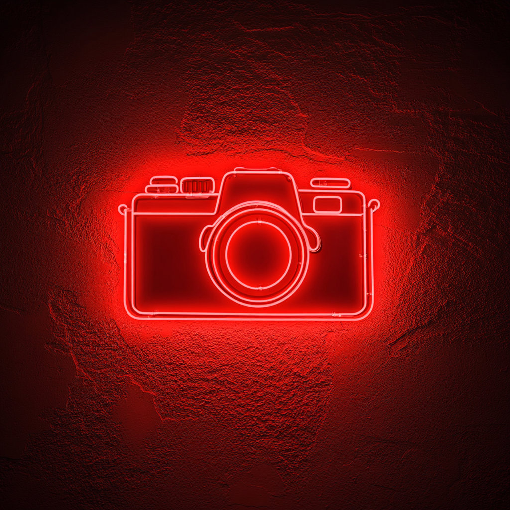 Camera - Red Neon Sign, 18 Inches