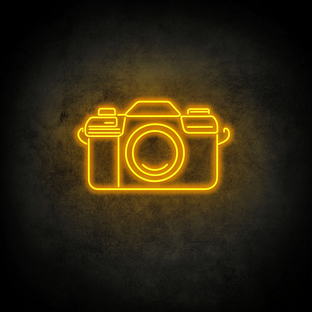 Camera - Yellow Neon Sign, 18 Inches