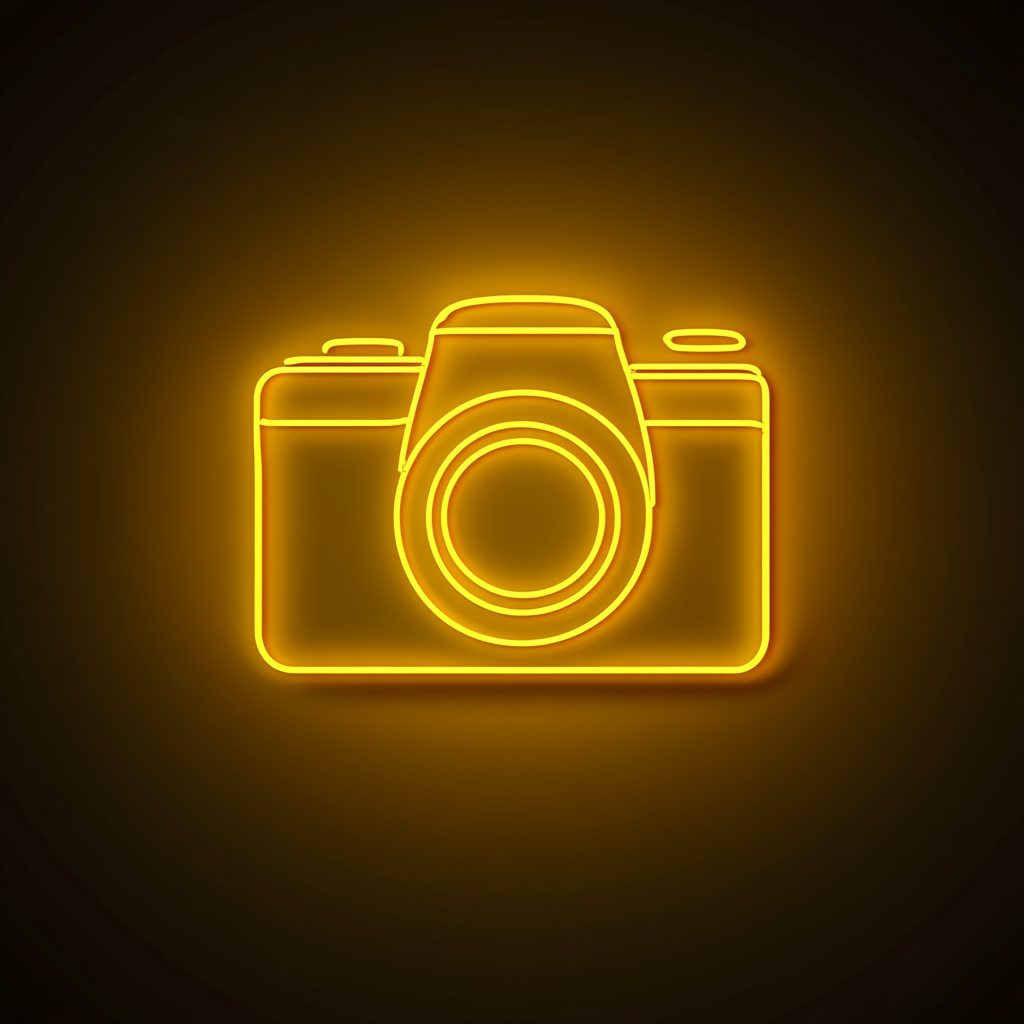 Camera - Yellow Neon Sign, 24 Inches