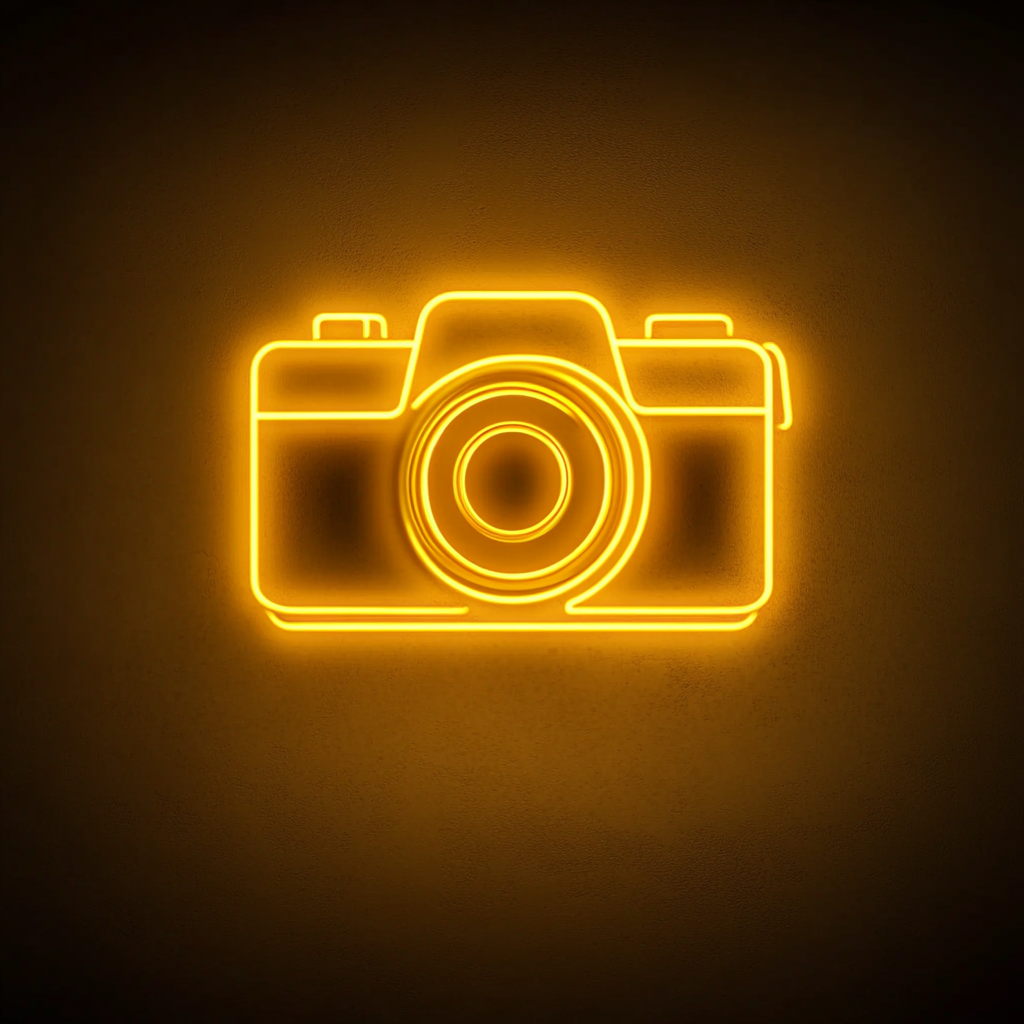 Camera - Yellow Neon Sign, 18 Inches