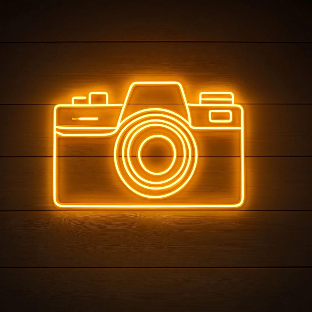 Camera - Yellow Neon Sign, 18 Inches