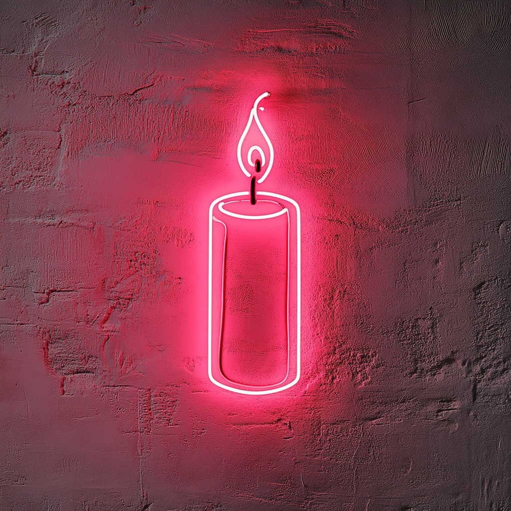 Candle - Pink Neon Sign, 18 Inches