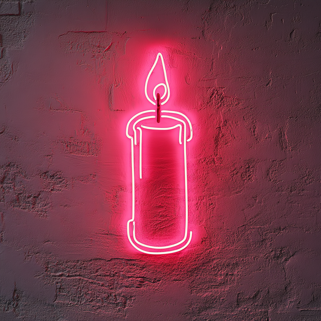 Candle - Pink Neon Sign, 18 Inches