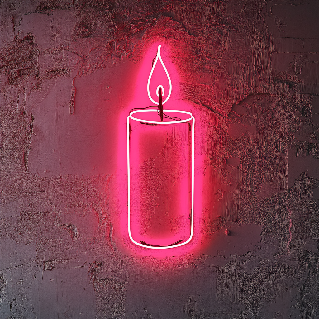 Candle - Pink Neon Sign, 18 Inches