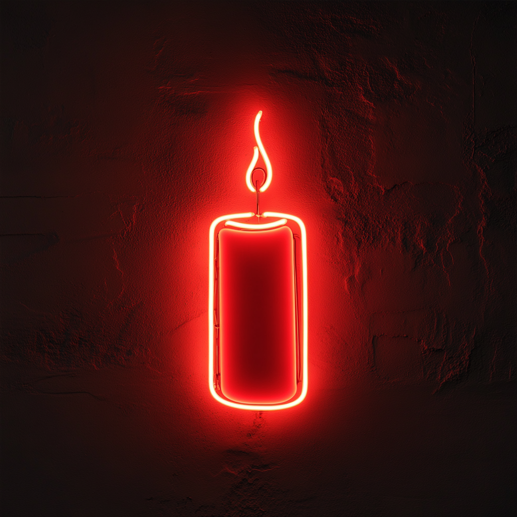 Candle - Red Neon Sign, 18 Inches