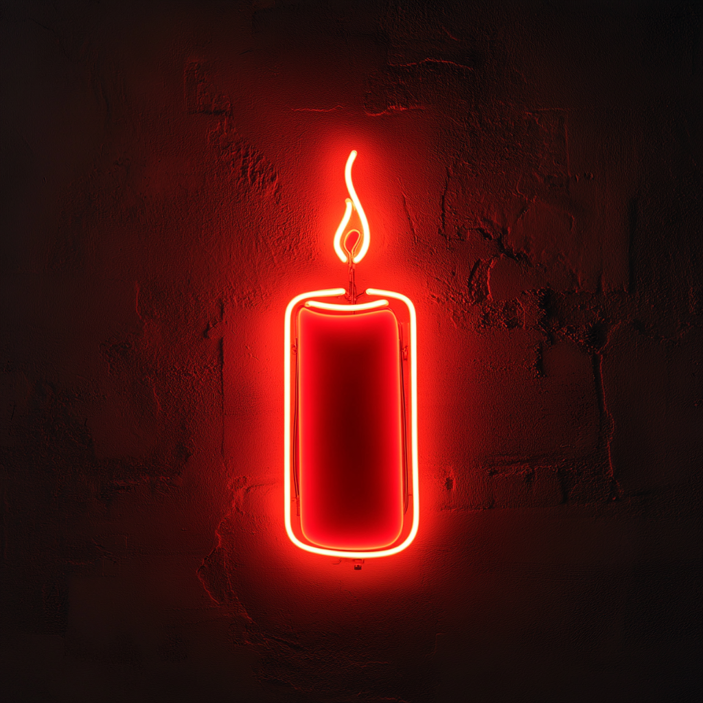 Candle - Red Neon Sign, 18 Inches