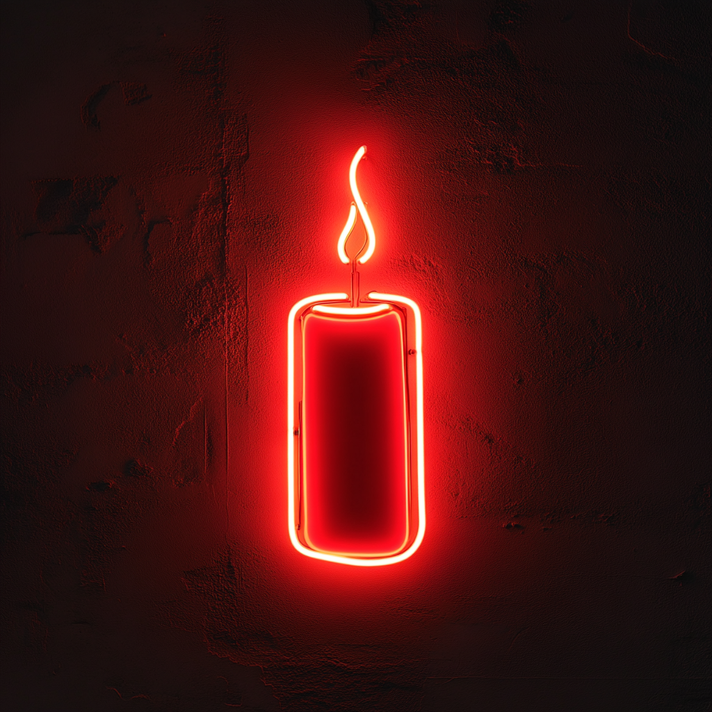 Candle - Red Neon Sign, 18 Inches