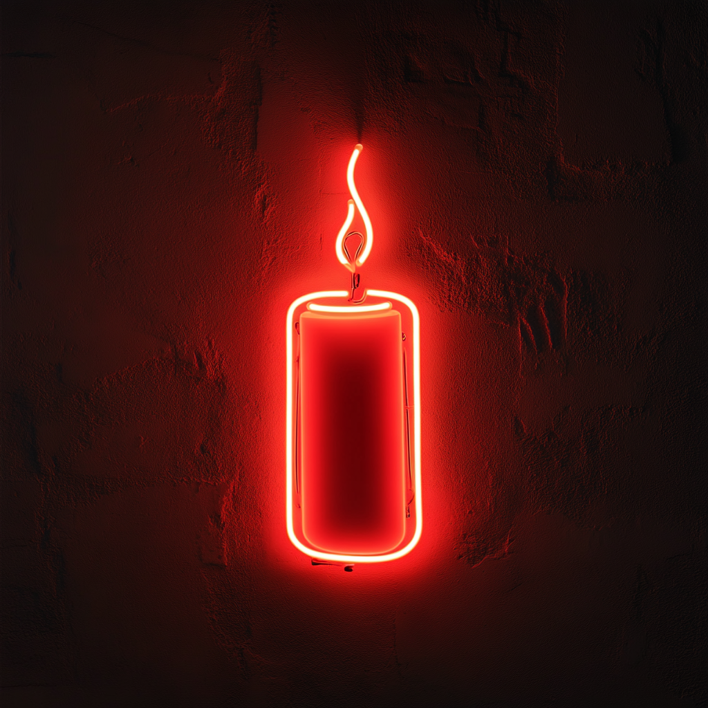 Candle - Red Neon Sign, 18 Inches