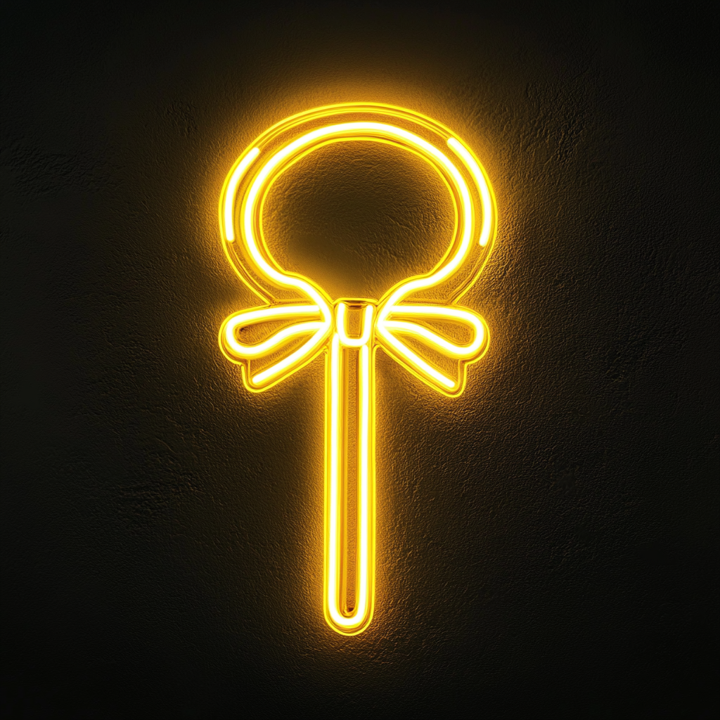 Candy Cane with Bow - Yellow Neon Sign, 18 Inches