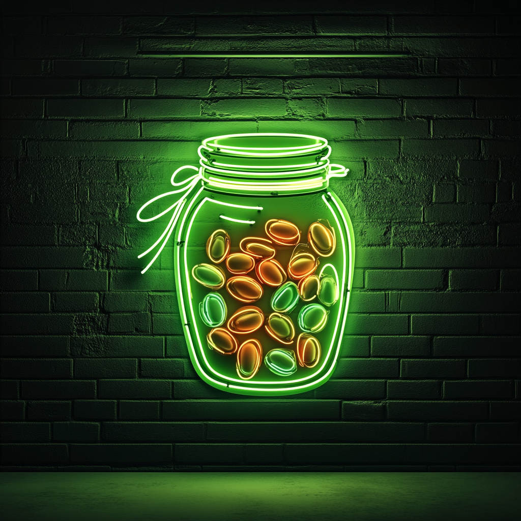 Candy Jar - Green Neon Sign, 18 Inches