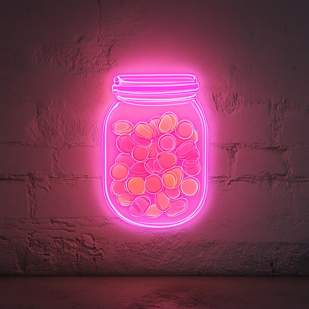 Candy Jar - Pink Neon Sign, 18 Inches