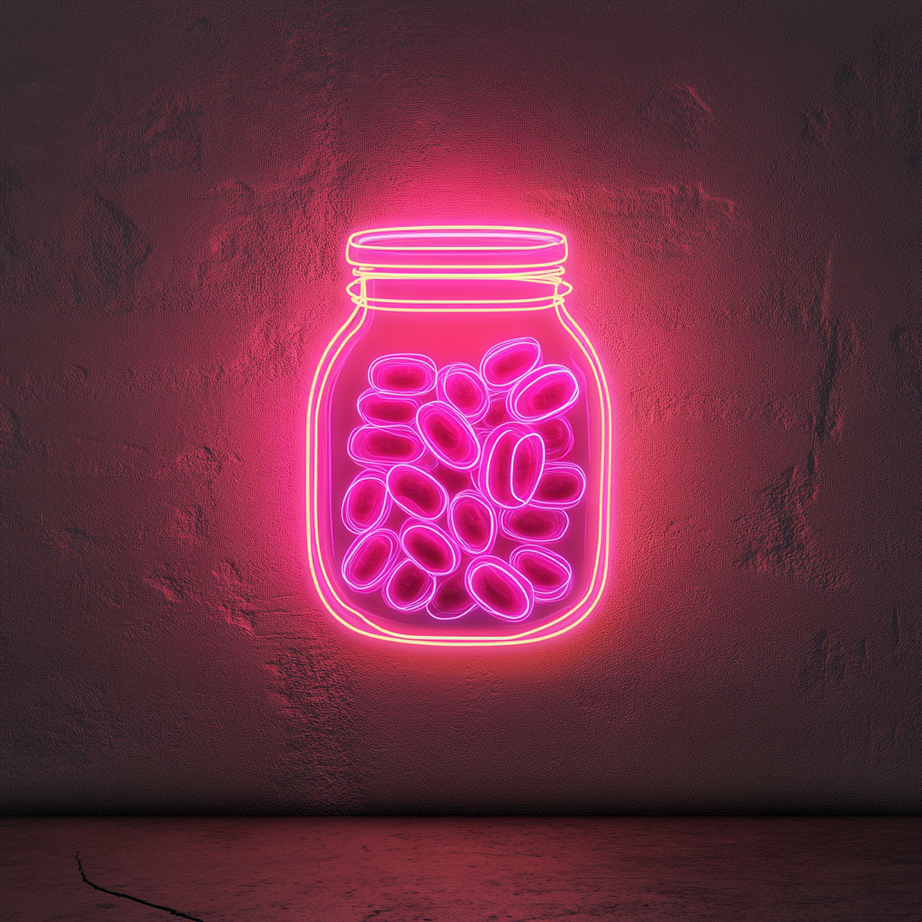 Candy Jar - Pink Neon Sign, 18 Inches