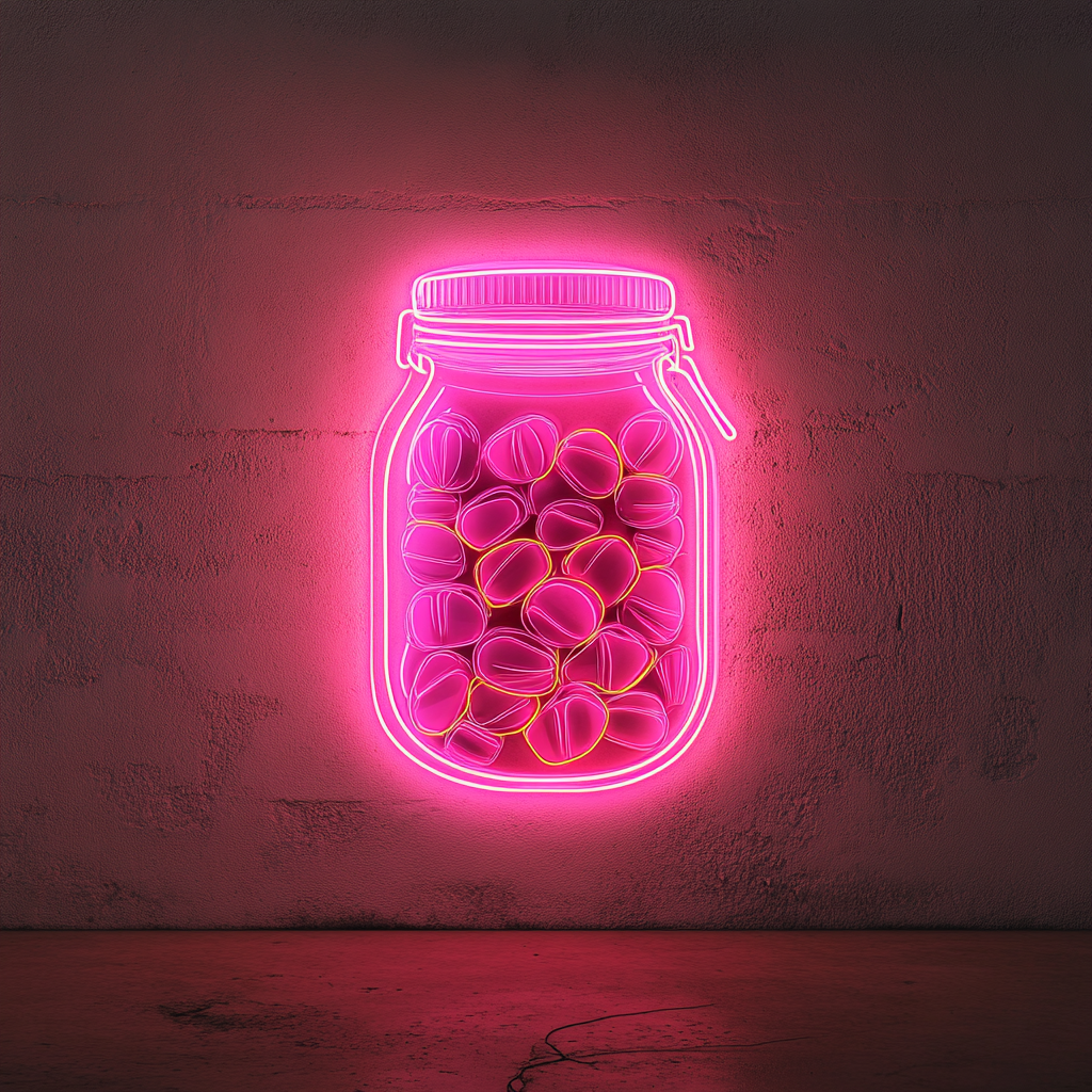 Candy Jar - Pink Neon Sign, 18 Inches