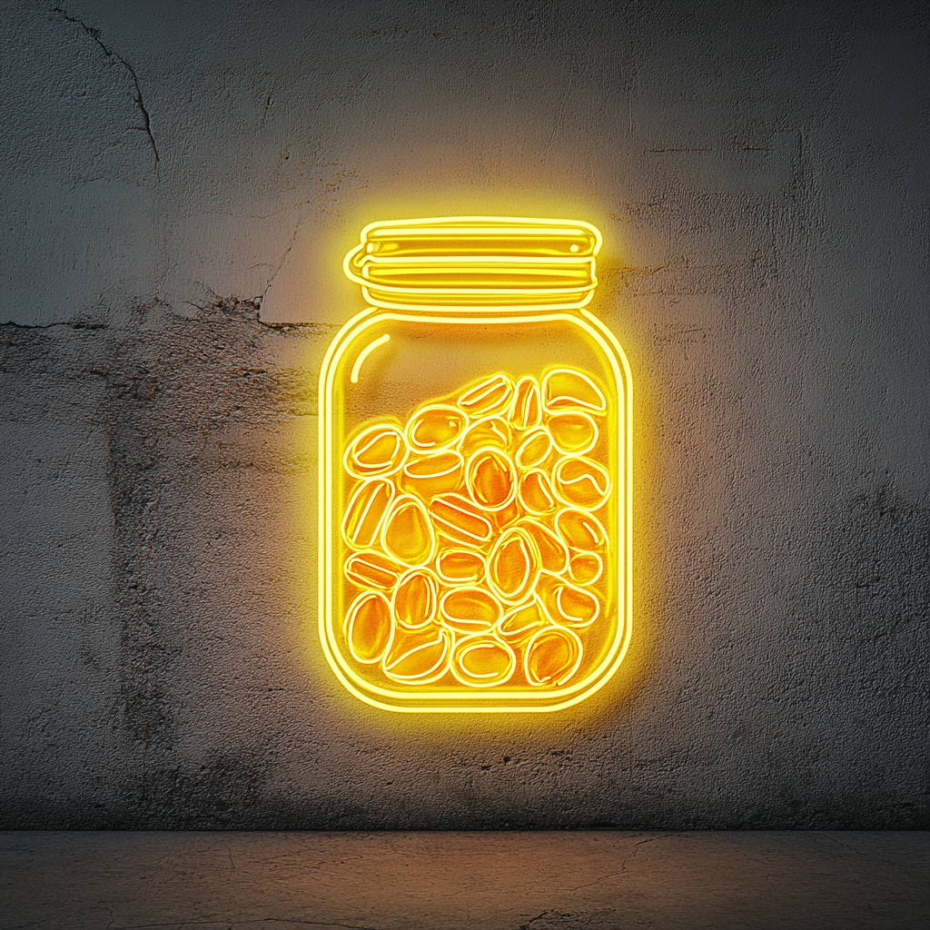 Candy Jar - Yellow Neon Sign, 18 Inches