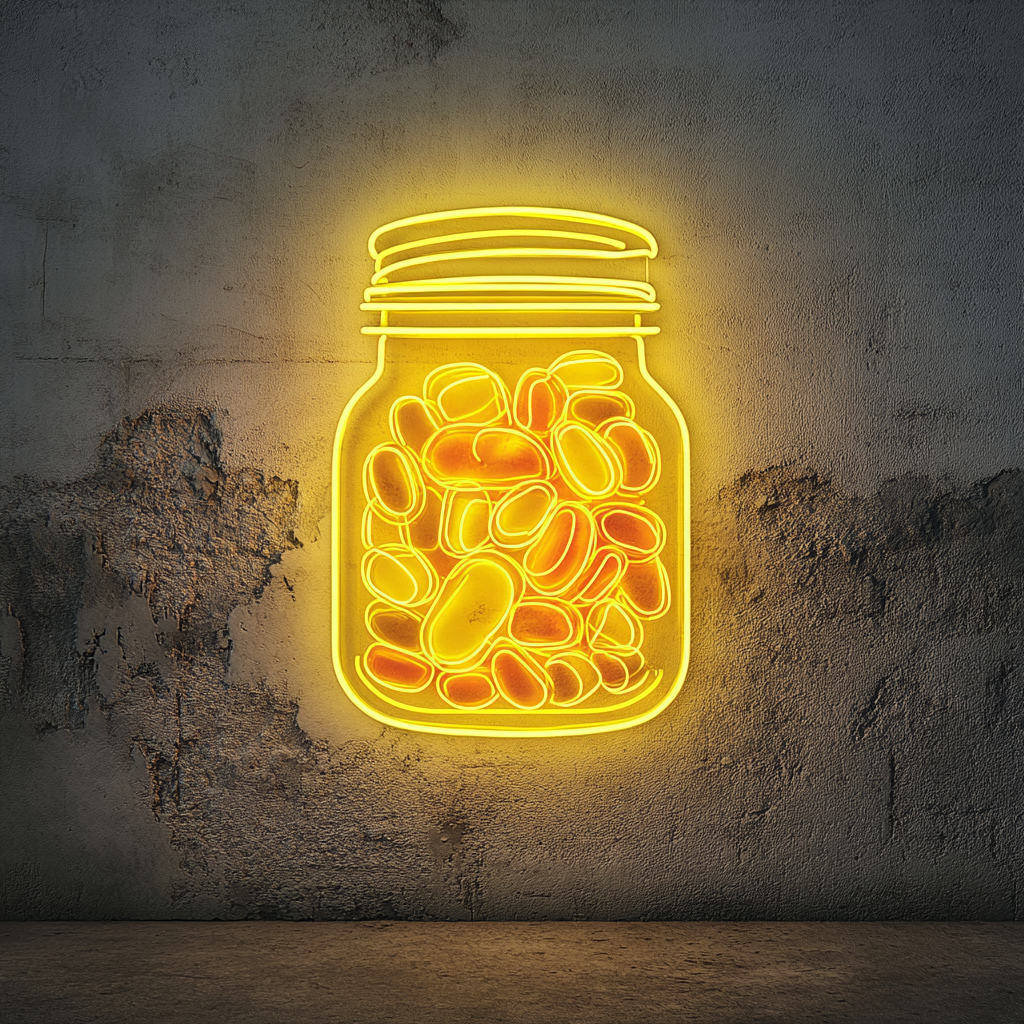 Candy Jar - Yellow Neon Sign, 18 Inches