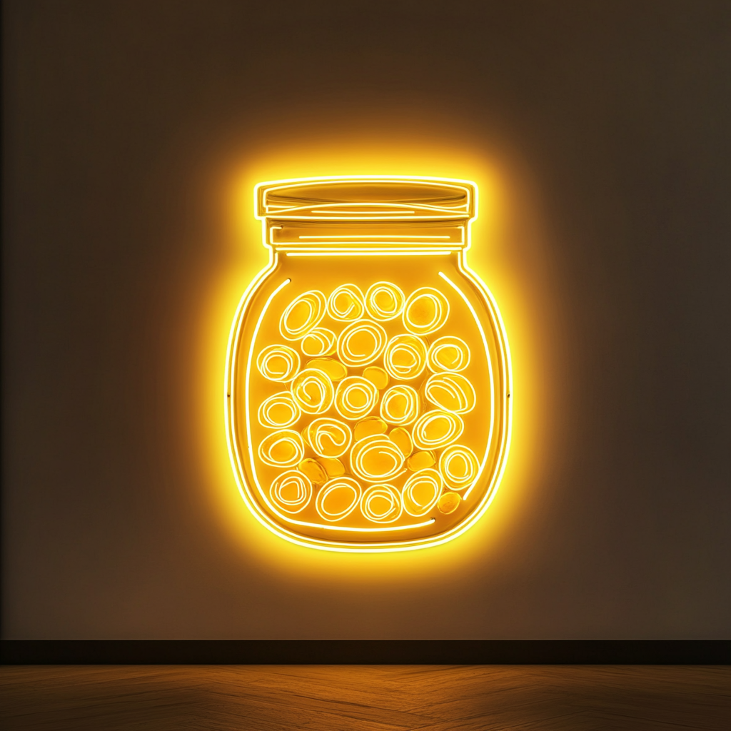 Candy Jar - Yellow Neon Sign, 18 Inches