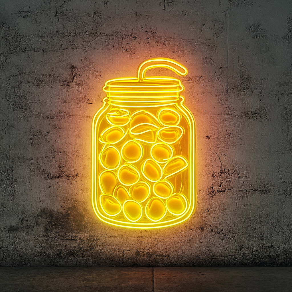 Candy Jar - Yellow Neon Sign, 18 Inches