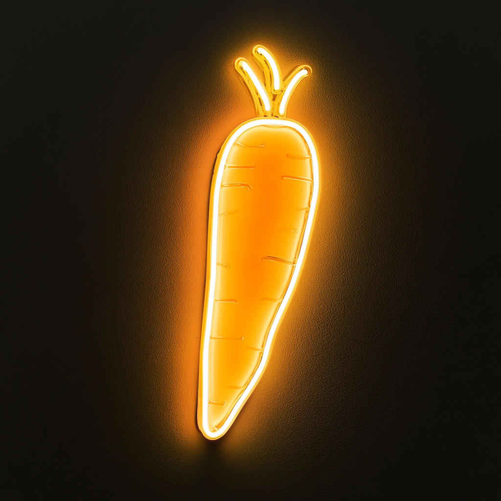 Carrot - Yellow Neon Sign, 18 Inches