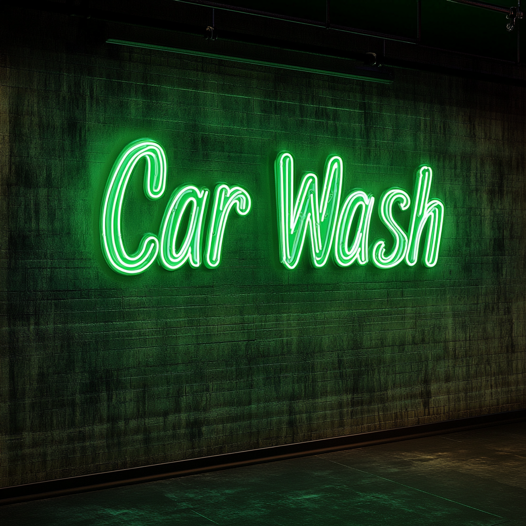 Carwash - Green Neon Sign, 18 Inches