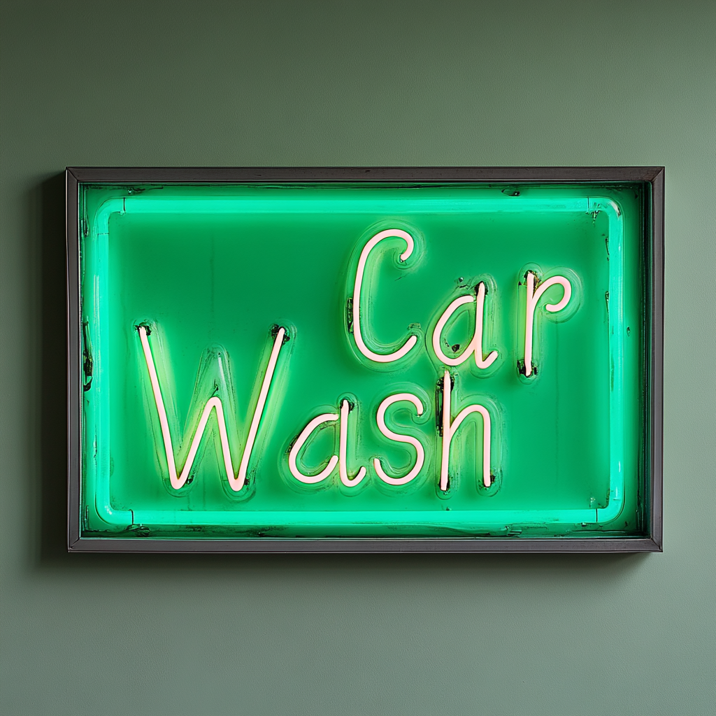 Carwash - Green Neon Sign, 18 Inches