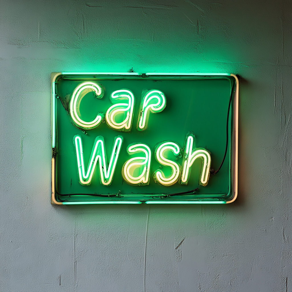 Carwash - Green Neon Sign, 18 Inches