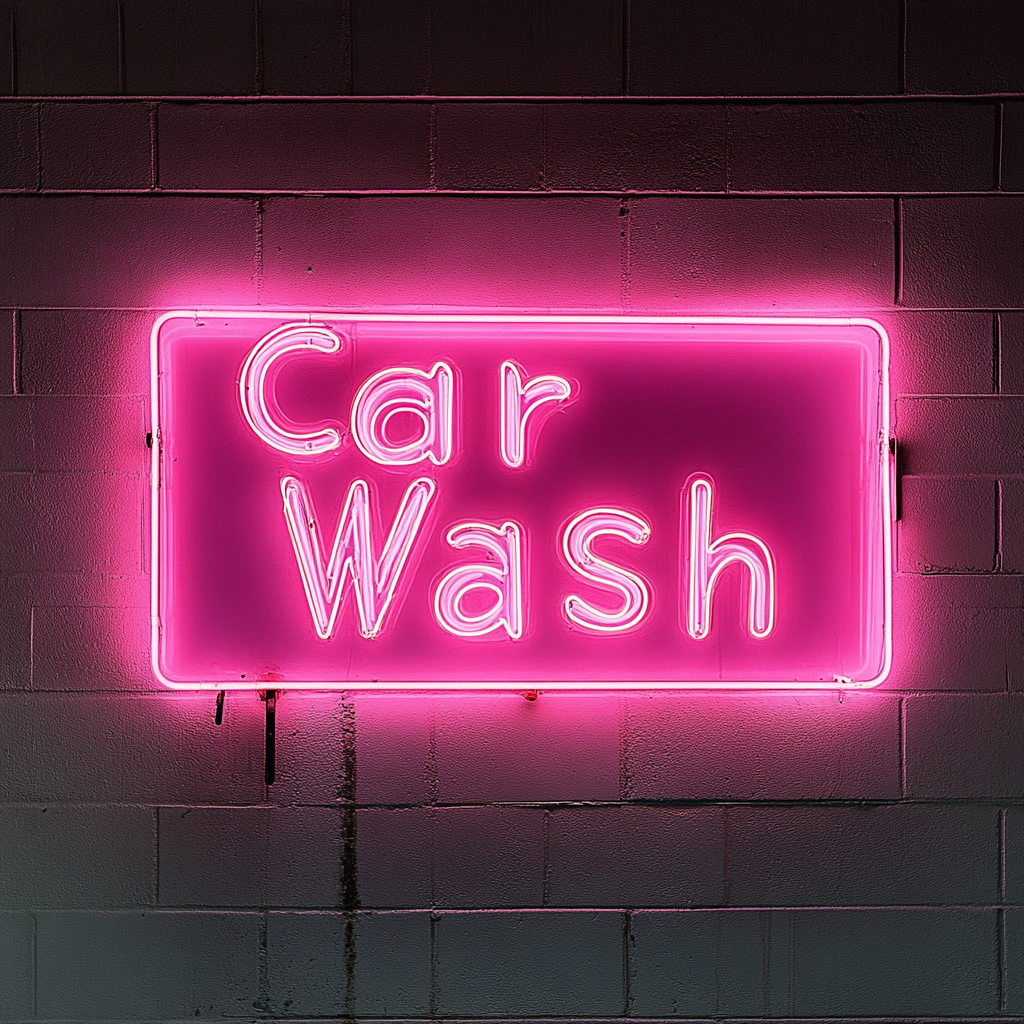 Carwash - Pink Neon Sign, 18 Inches