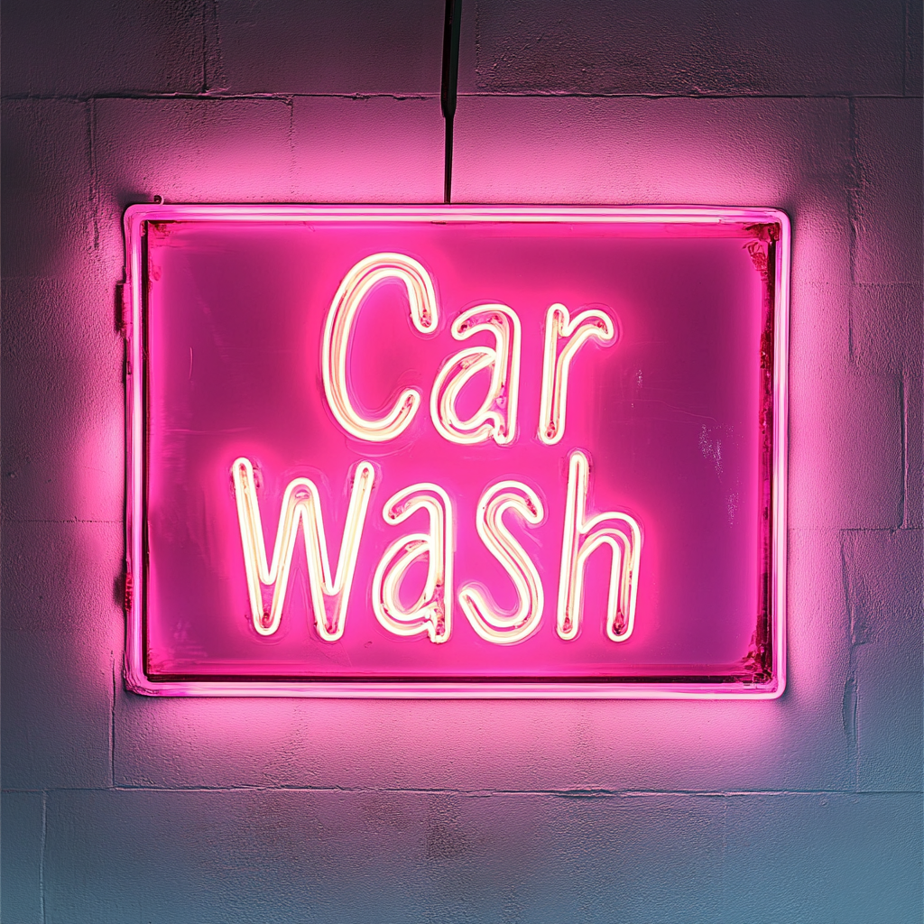 Carwash - Pink Neon Sign, 18 Inches
