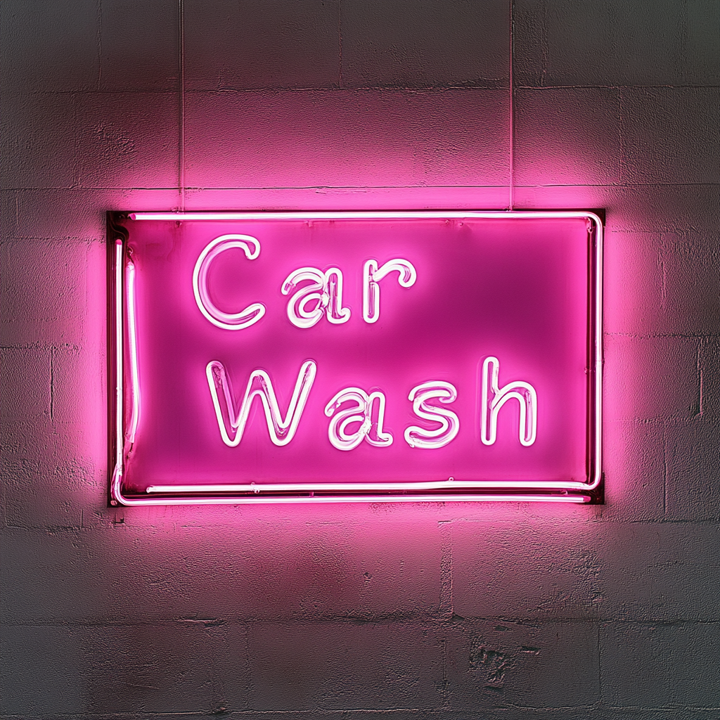 Carwash - Pink Neon Sign, 18 Inches