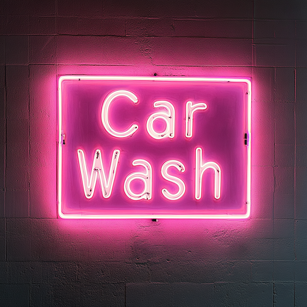Carwash - Pink Neon Sign, 18 Inches