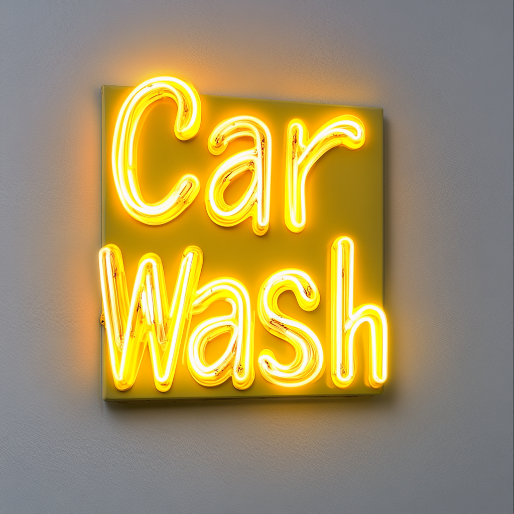 Carwash - Yellow Neon Sign, 18 Inches