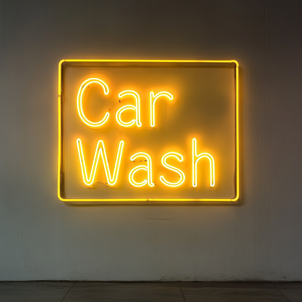 Carwash - Yellow Neon Sign, 18 Inches