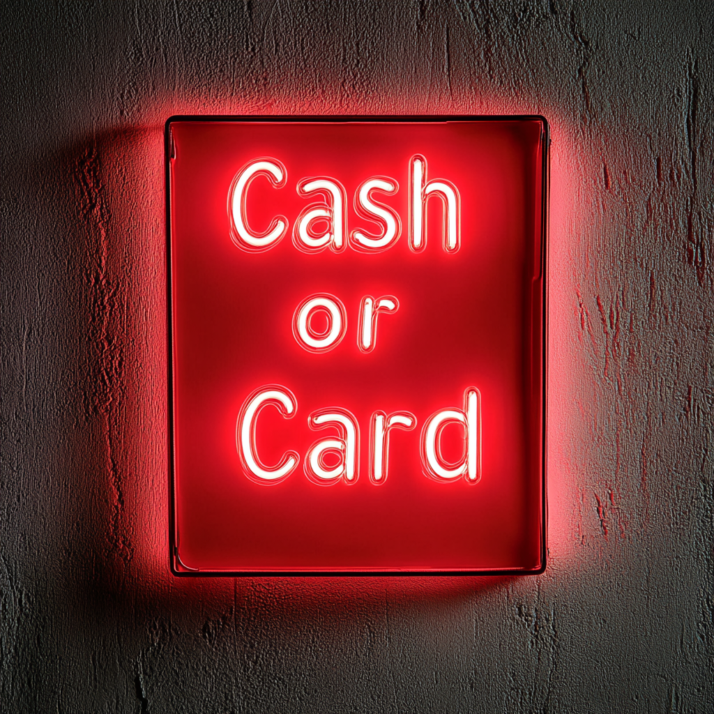 Cash or Card - Red Neon Sign, 24 Inches