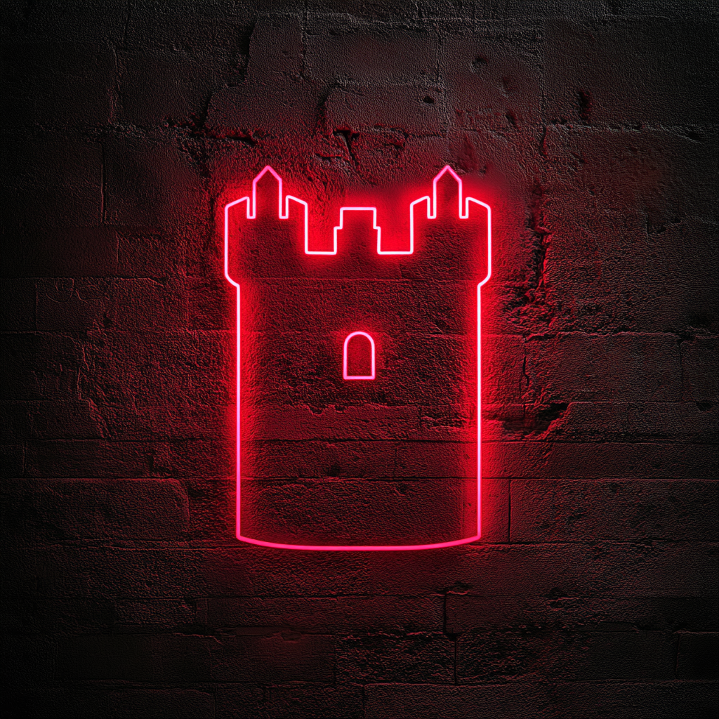 Castle Silhouette - Red Neon Sign, 24 Inches