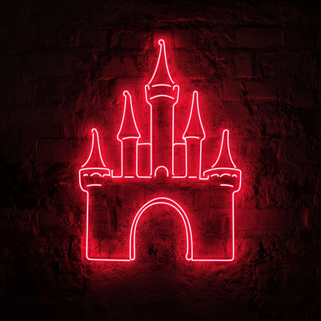 Castle Silhouette - Red Neon Sign, 24 Inches