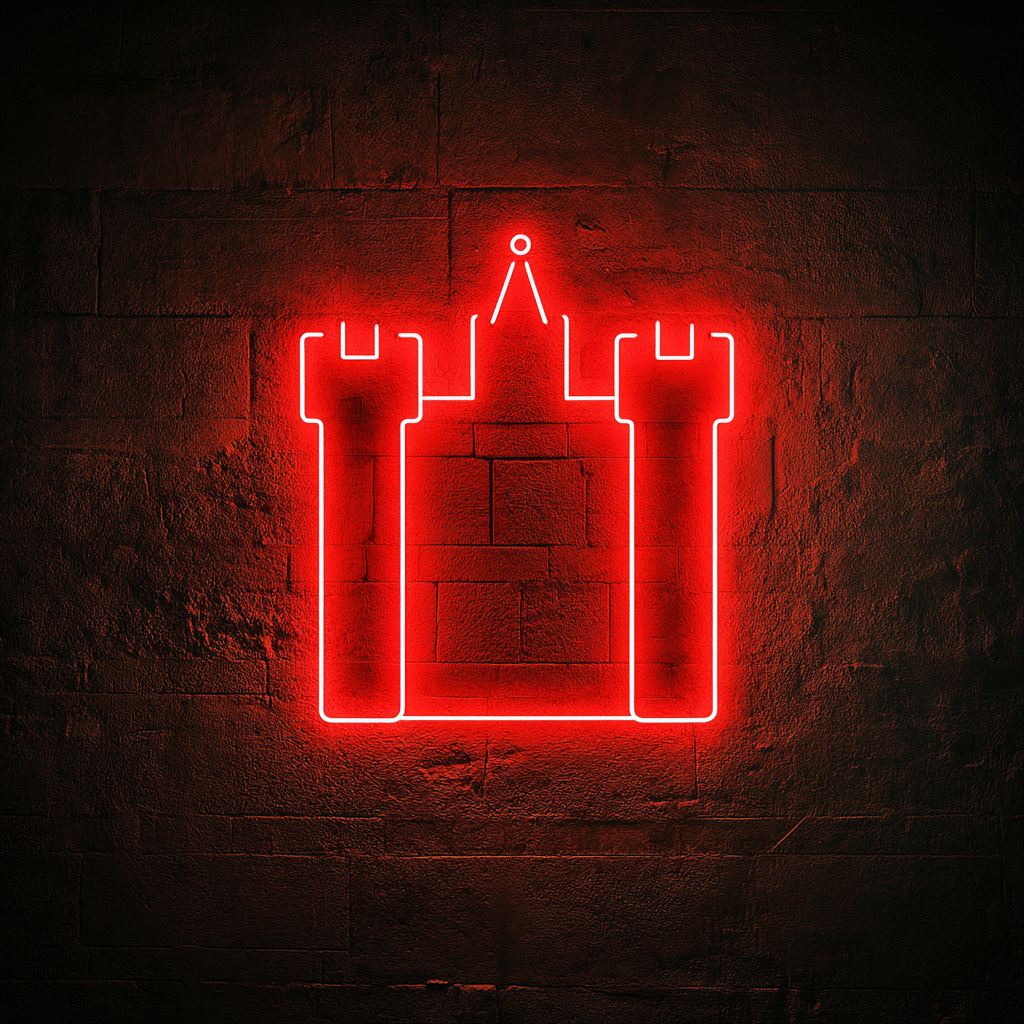 Castle Silhouette - Red Neon Sign, 24 Inches