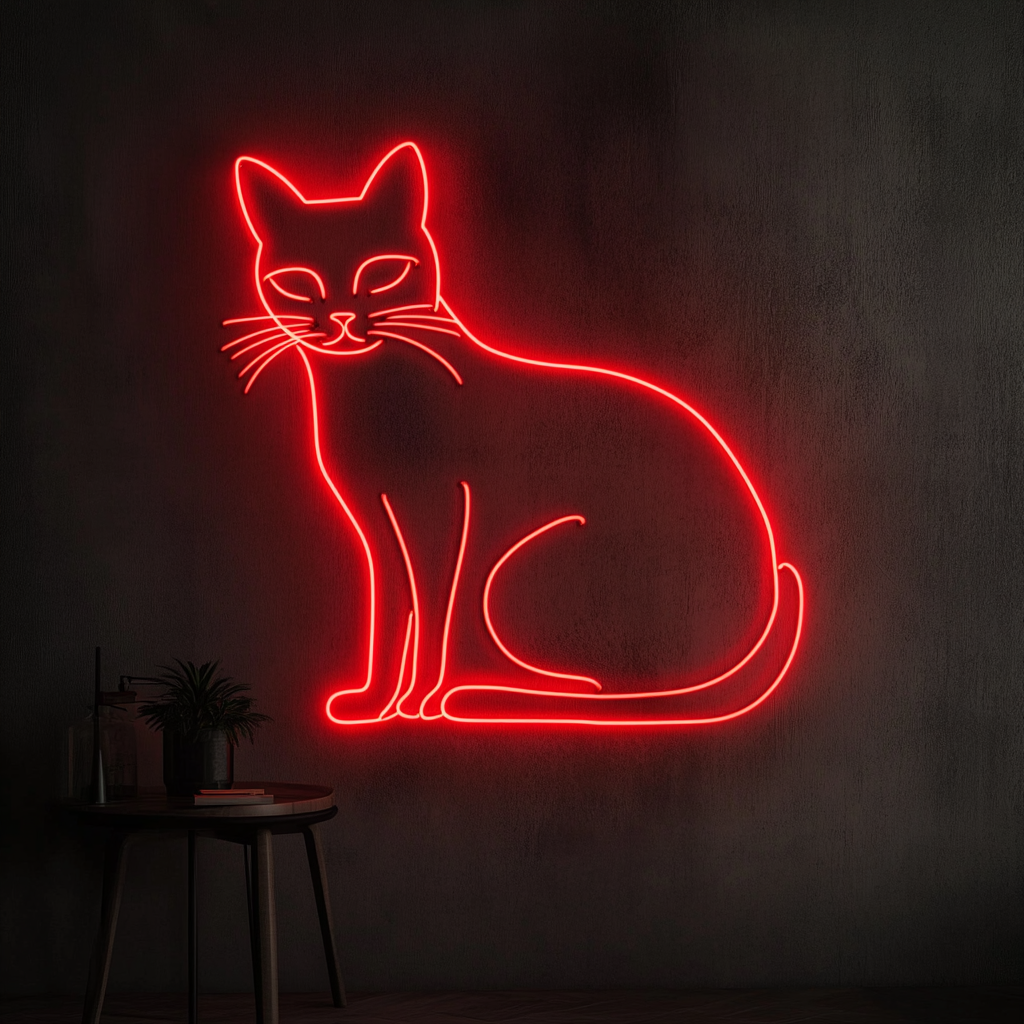 Cat - Red Neon Sign, 18 Inches