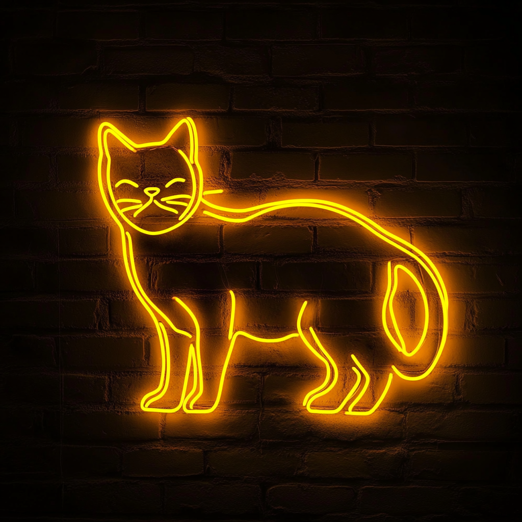 Cat - Yellow Neon Sign, 18 Inches