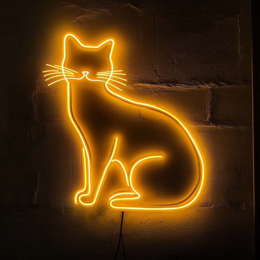 Cat - Yellow Neon Sign, 18 Inches