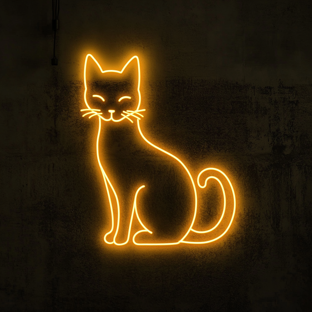 Cat - Yellow Neon Sign, 18 Inches