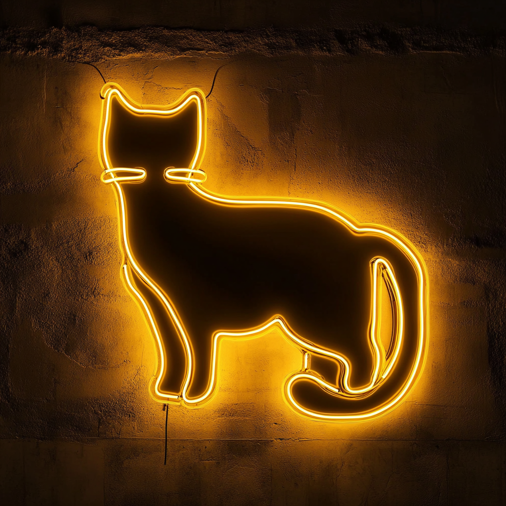 Cat - Yellow Neon Sign, 18 Inches
