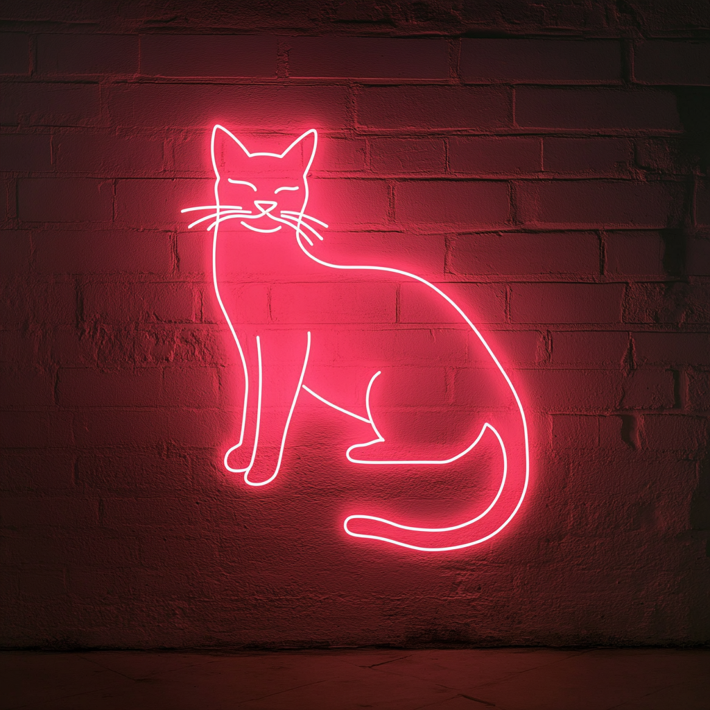 Cat Silhouette - Pink Neon Sign, 24 Inches