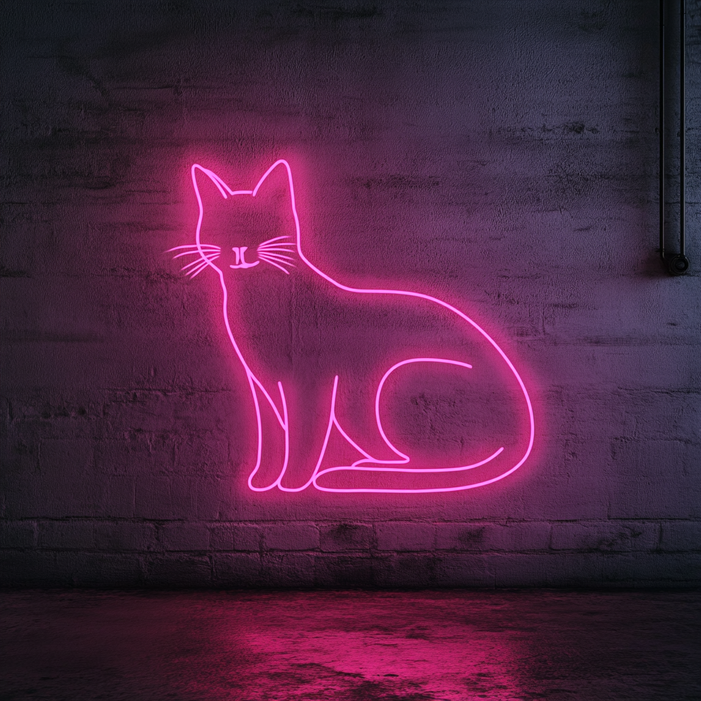 Cat Silhouette - Pink Neon Sign, 24 Inches