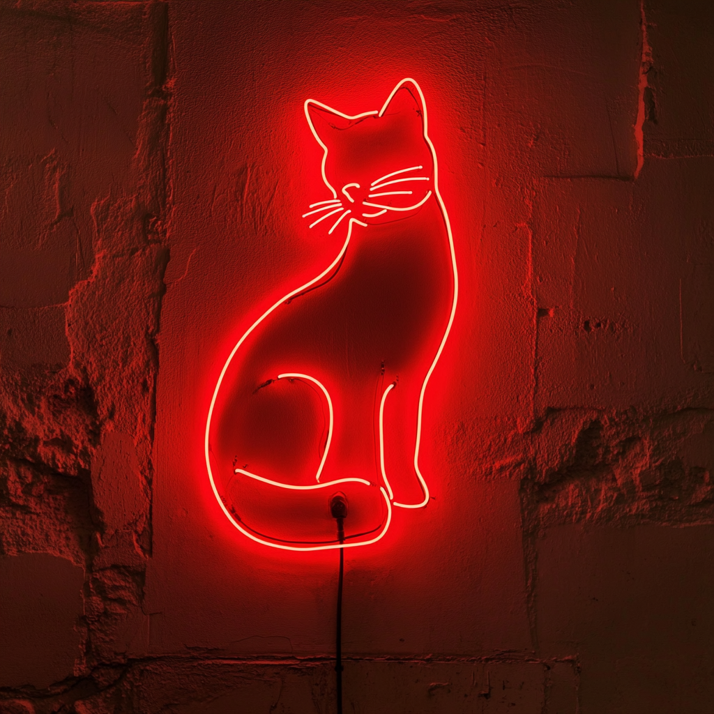 Cat Silhouette - Red Neon Sign, 18 Inches