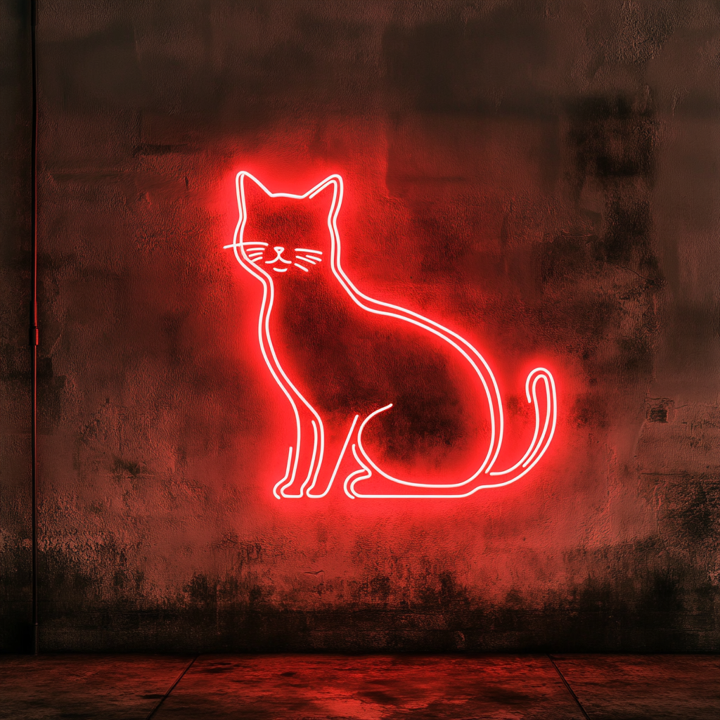 Cat Silhouette - Red Neon Sign, 24 Inches