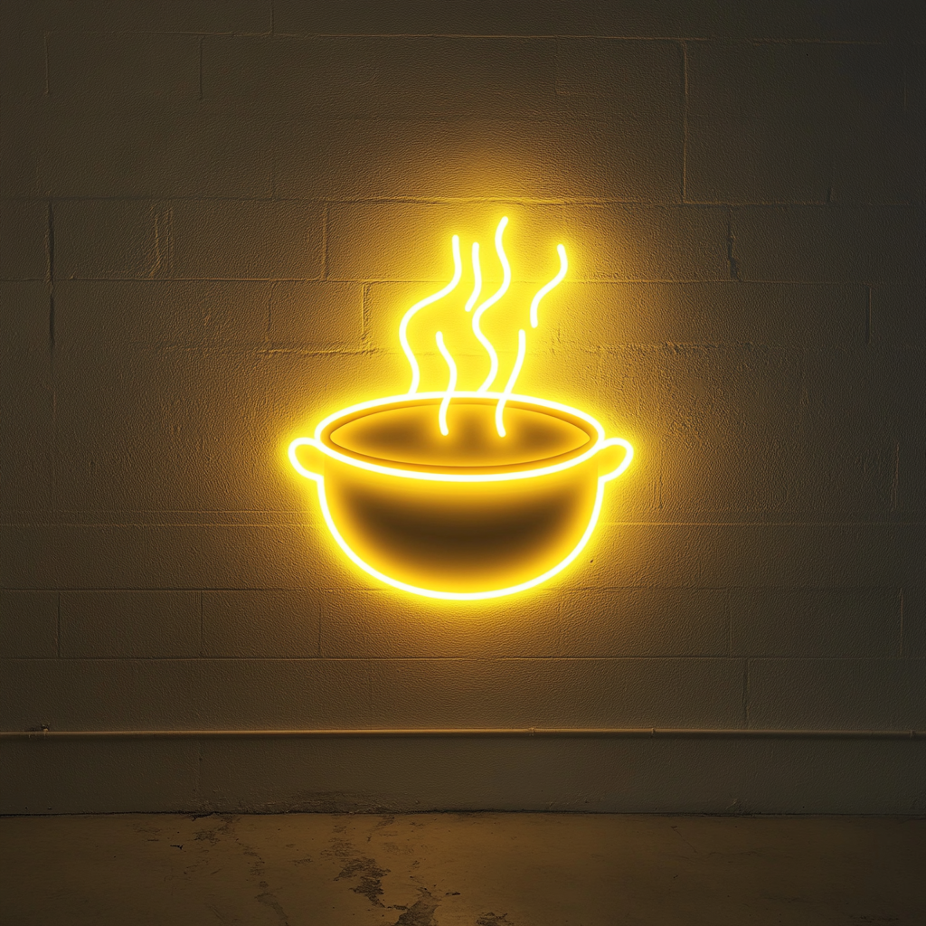 Cauldron with Steam - Yellow Neon Sign, 18 Inches