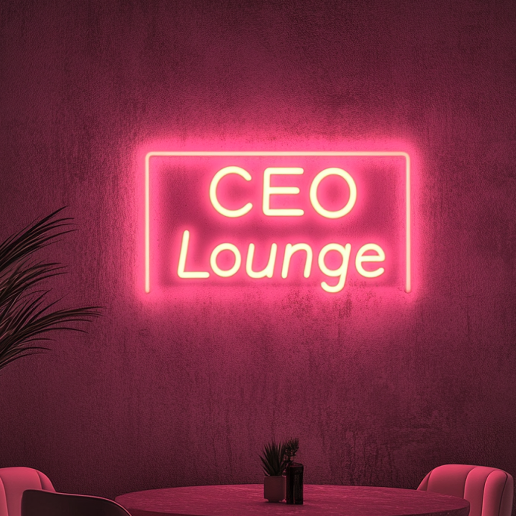 "CEO Lounge" - Pink Neon Sign, 24 Inches