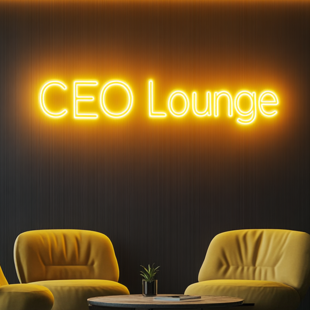 "CEO Lounge" - Yellow Neon Sign, 24 Inches